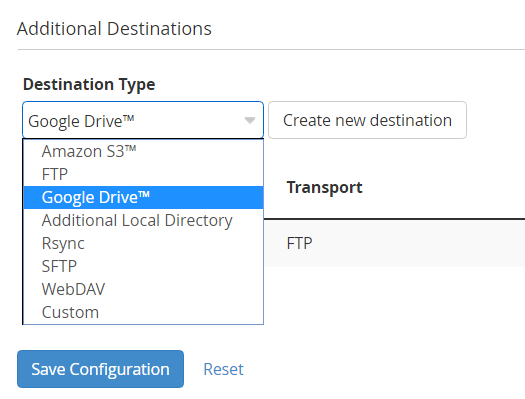 cPanel Google Drive Backups