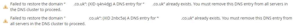 You must remove this DNS entry when the domain you are trying to add to cPanel already existing in the DNS records.