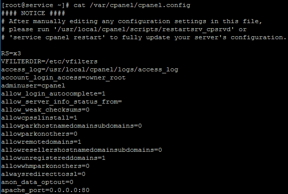 Edit WHM Tweak Settings SSH