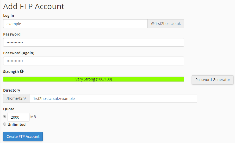 FTP Account cPanel