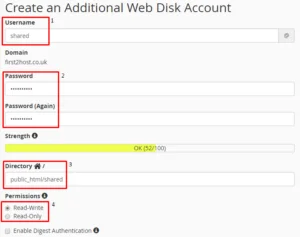 Create cPanel WebDisk